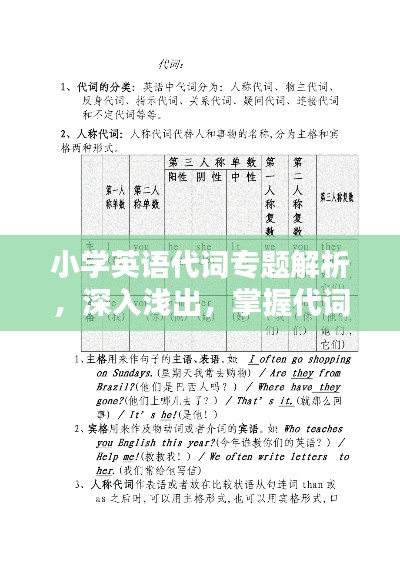 小学英语代词专题解析，深入浅出，掌握代词应用技巧！