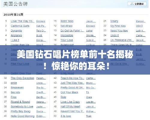 美国钻石唱片榜单前十名揭秘！惊艳你的耳朵！