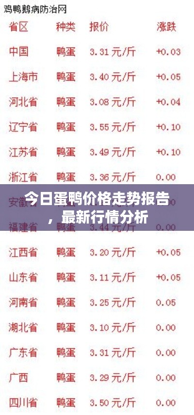 今日蛋鸭价格走势报告，最新行情分析